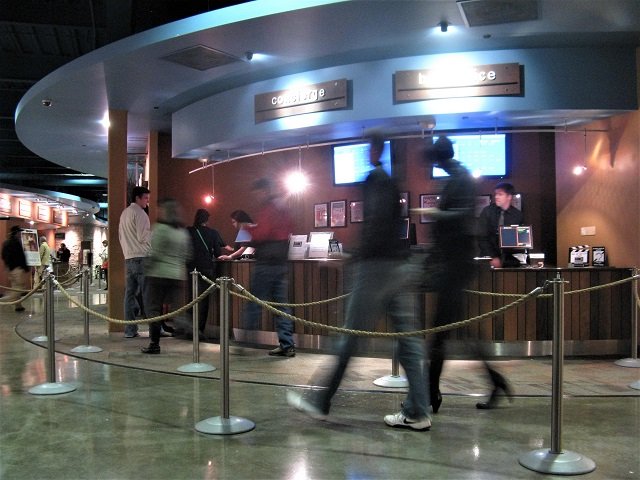 People at the ticket area at the Hilldale AMC.