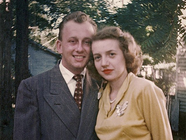 A photo of Dave Cieslewicz's mother and father from about 1949.